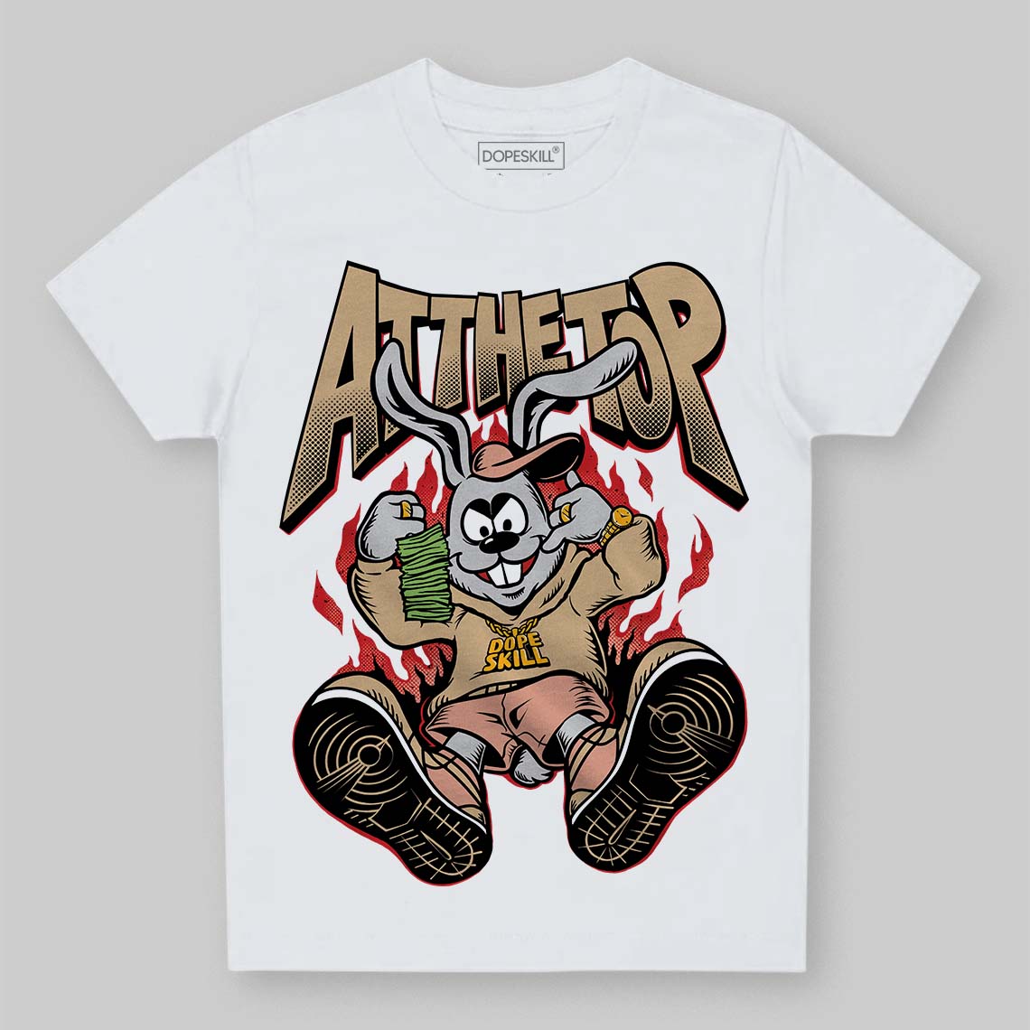 TAN Sneakers DopeSkill Toddler Kids T-shirt At The Top Graphic Streetwear - White