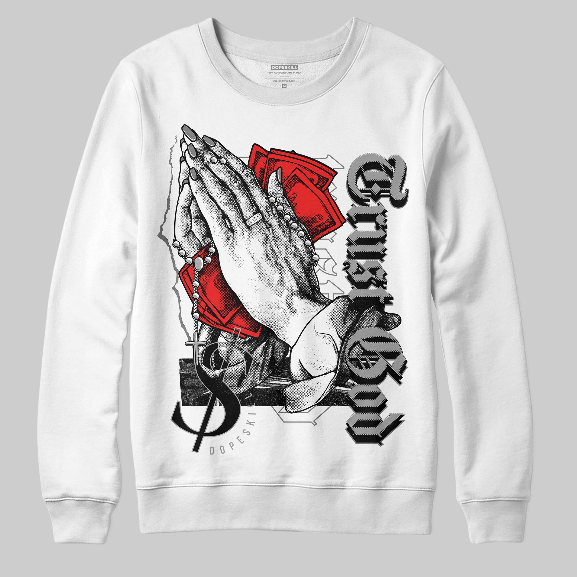 Grey Sneakers DopeSkill Sweatshirt Trust God Graphic Streetwear - White