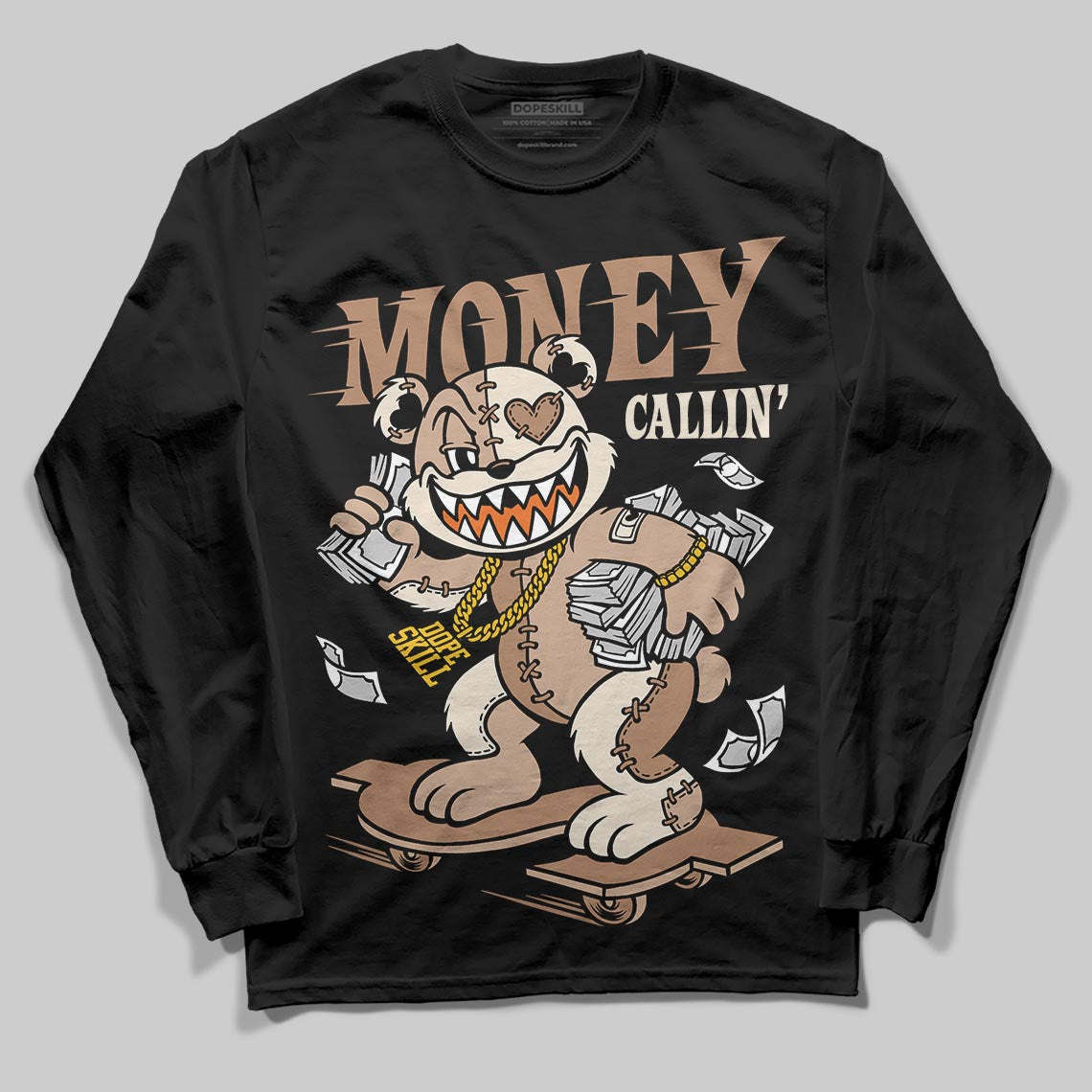 Jordan 4 Retro Cozy Girl DopeSkill Long Sleeve T-Shirt Money Callin' Graphic Streetwear - black