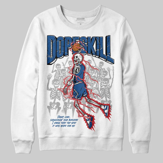 Jordan 1 Low OG “Storm Blue” DopeSkill Sweatshirt Thunder Dunk Graphic Streetwear - White