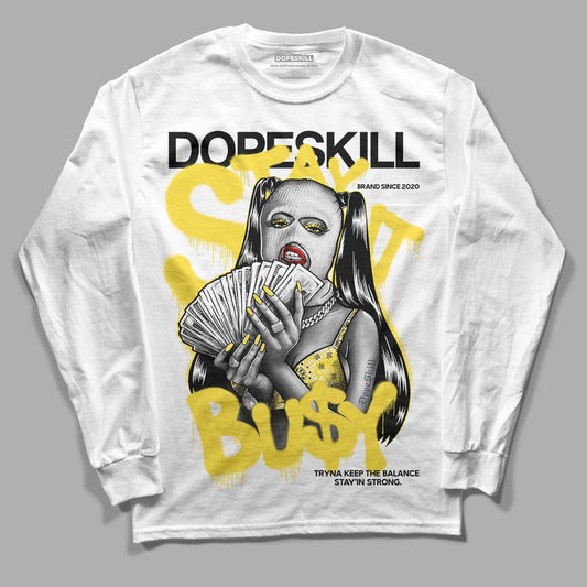 Wmns Air Jordan 11 Low 'Yellow Snakeskin' DopeSkill Long Sleeve T-Shirt Stay It Busy Graphic Streetwear - White