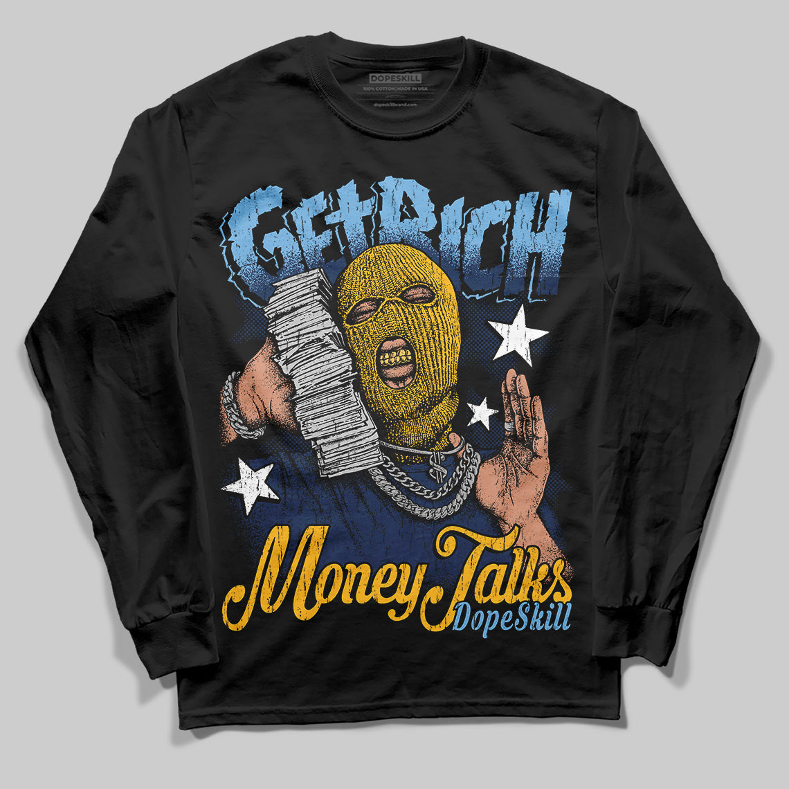 Jordan 4 Retro ‘Dunk From Above’ DopeSkill Long Sleeve T-Shirt Get Rich Graphic Streetwear - Black