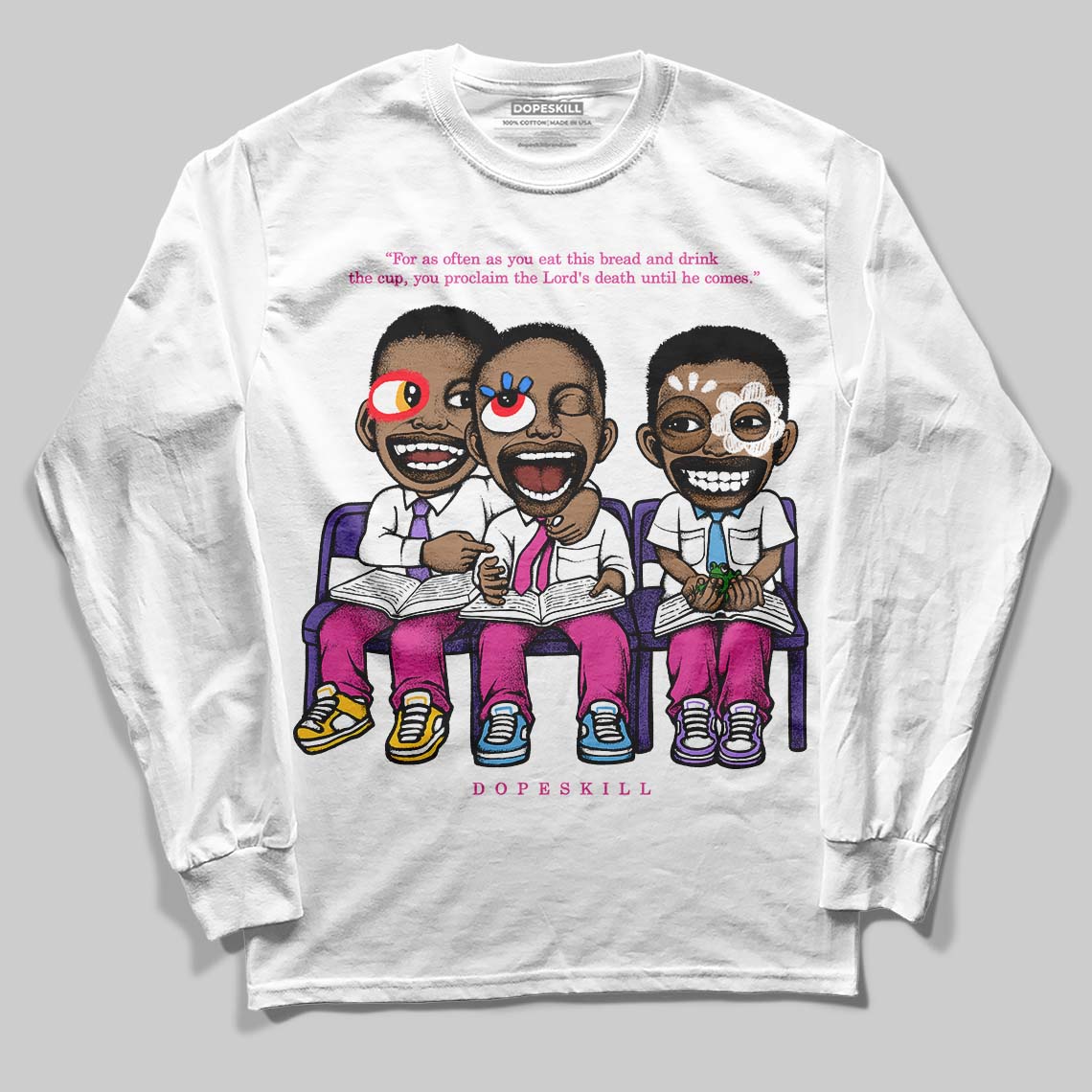 Dunk Low GS “Active Fuchsia” DopeSkill Long Sleeve T-Shirt First Sunday Graphic Streetwear - White