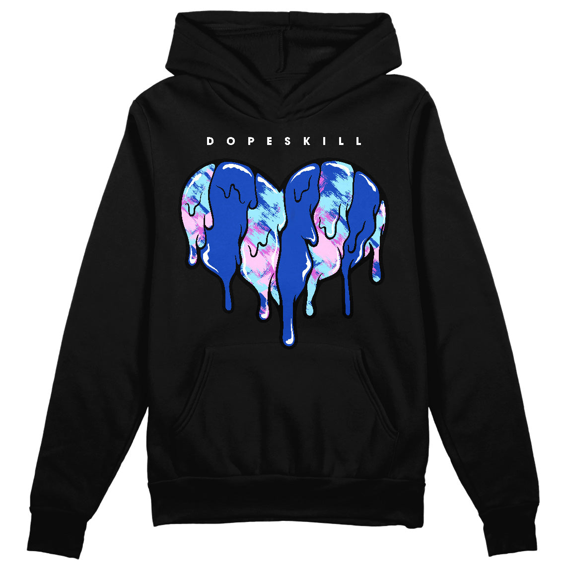 Jordan 12 Hyper Royal DopeSkill Hoodie Sweatshirt Slime Drip Heart Graphic Streetwear - Black