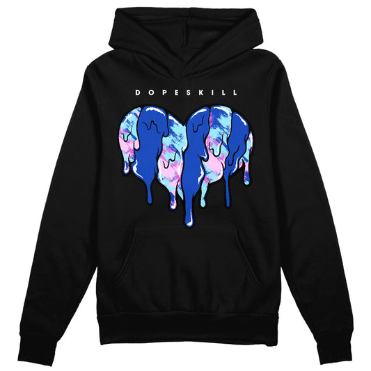 Jordan 12 Hyper Royal DopeSkill Hoodie Sweatshirt Slime Drip Heart Graphic Streetwear - Black