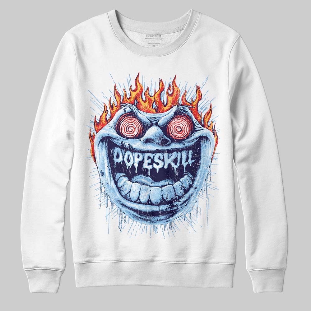 University Blue Sneakers DopeSkill Sweatshirt Hellfire Graphic Streetwear - White