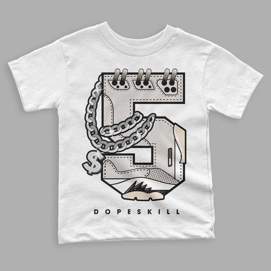 Jordan 5 SE “Sail” DopeSkill Toddler Kids T-shirt No.5 Graphic Streetwear - White