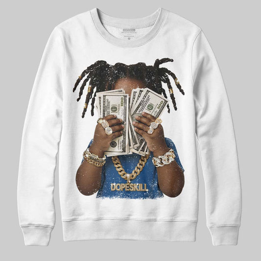 Jordan 1 Low OG “Storm Blue” DopeSkill Sweatshirt Rich Youth Graphic Streetwear - White