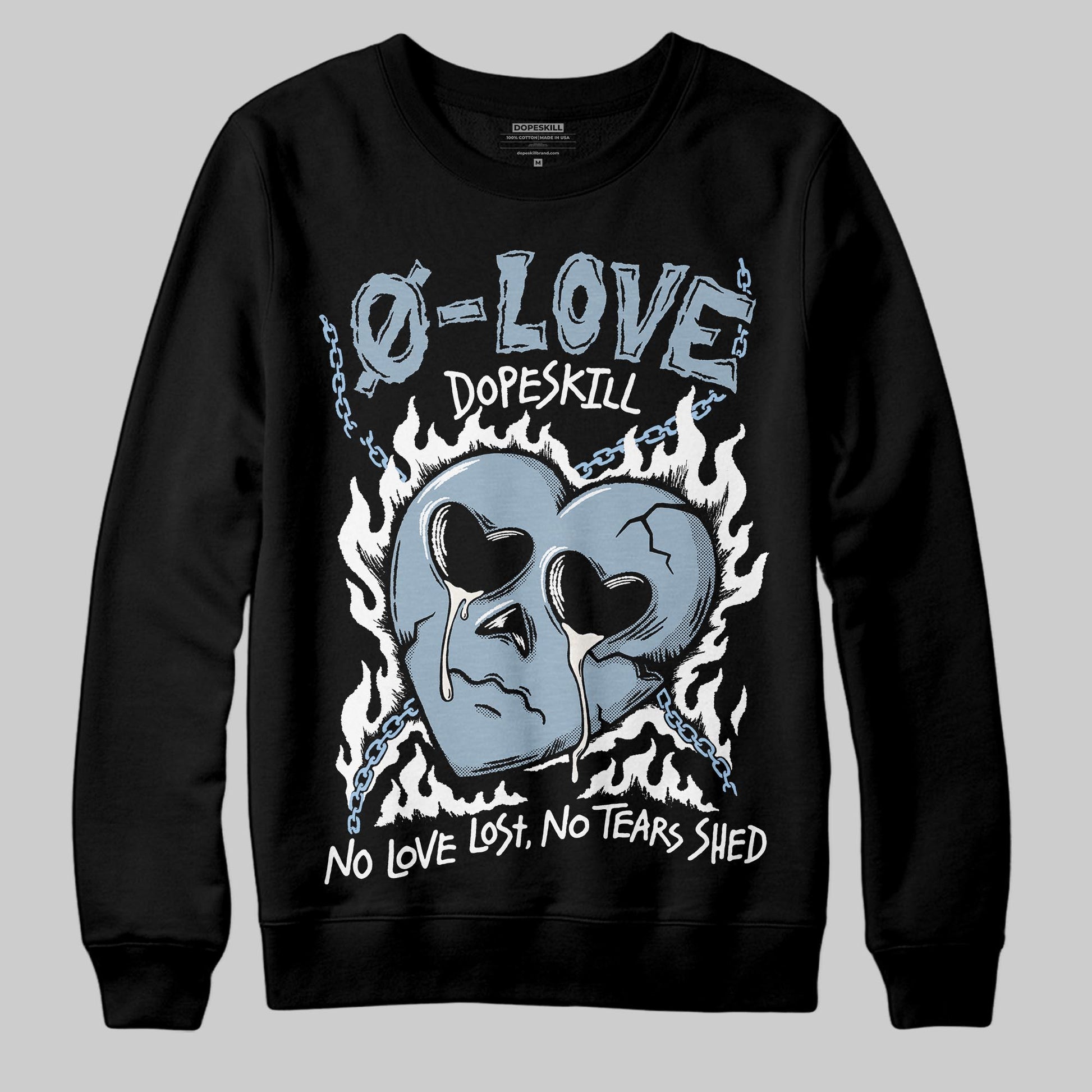 Jordan 40 “Blue Suede” DopeSkill Sweatshirt Crying Heart Graphic Streetwear - Black