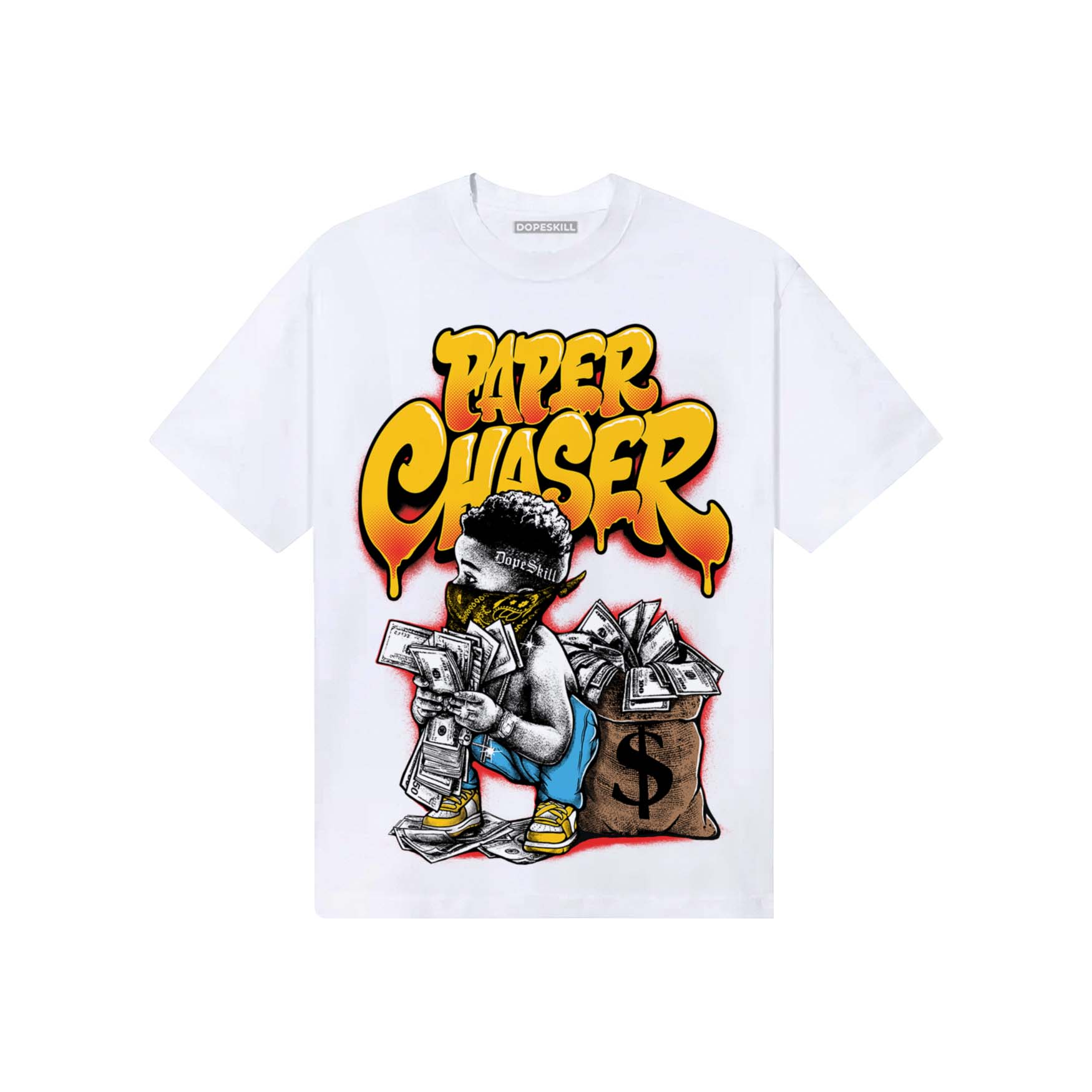 Yellow Sneakers DopeSkill T-Shirt Paper Chaser Boy Graphic Streetwear - White