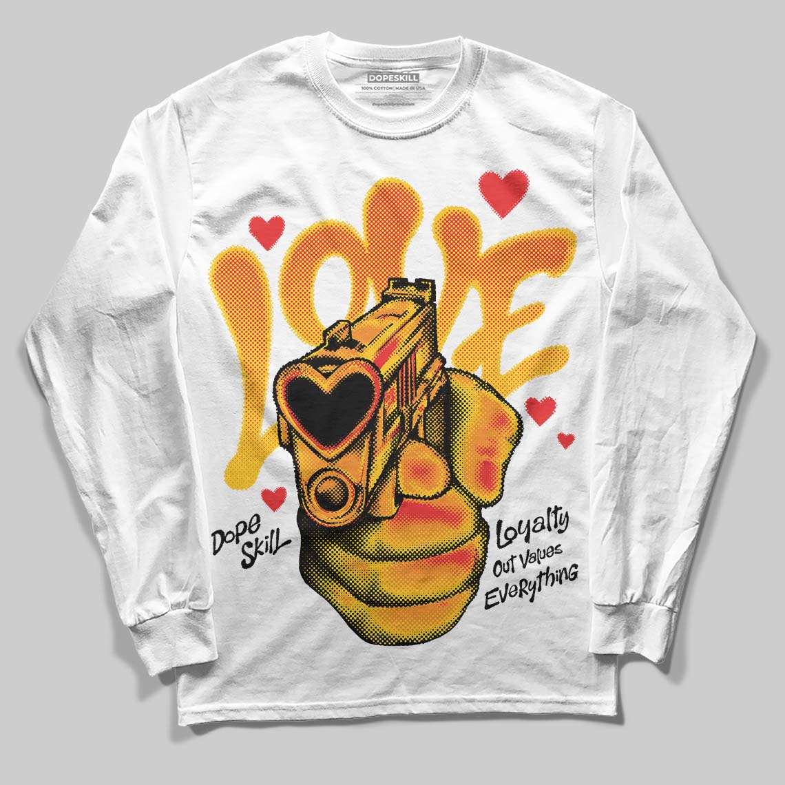 Yellow Sneakers DopeSkill Long Sleeve T-Shirt Love Shot Graphic Streetwear - White