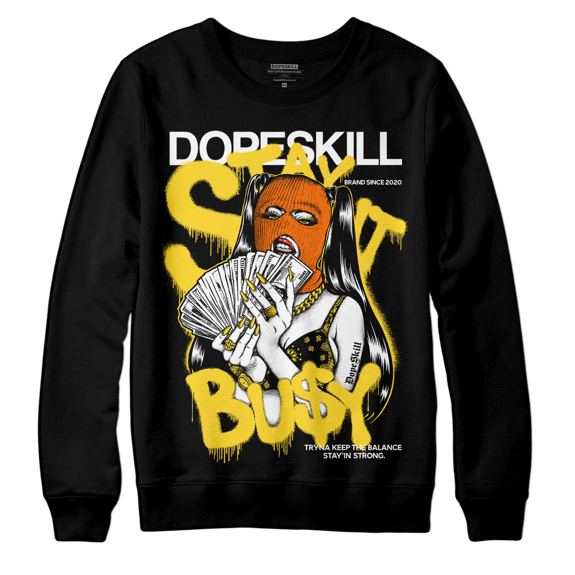 Jordan 4 Thunder DopeSkill Sweatshirt Stay It Busy Graphic Streetwear - Black