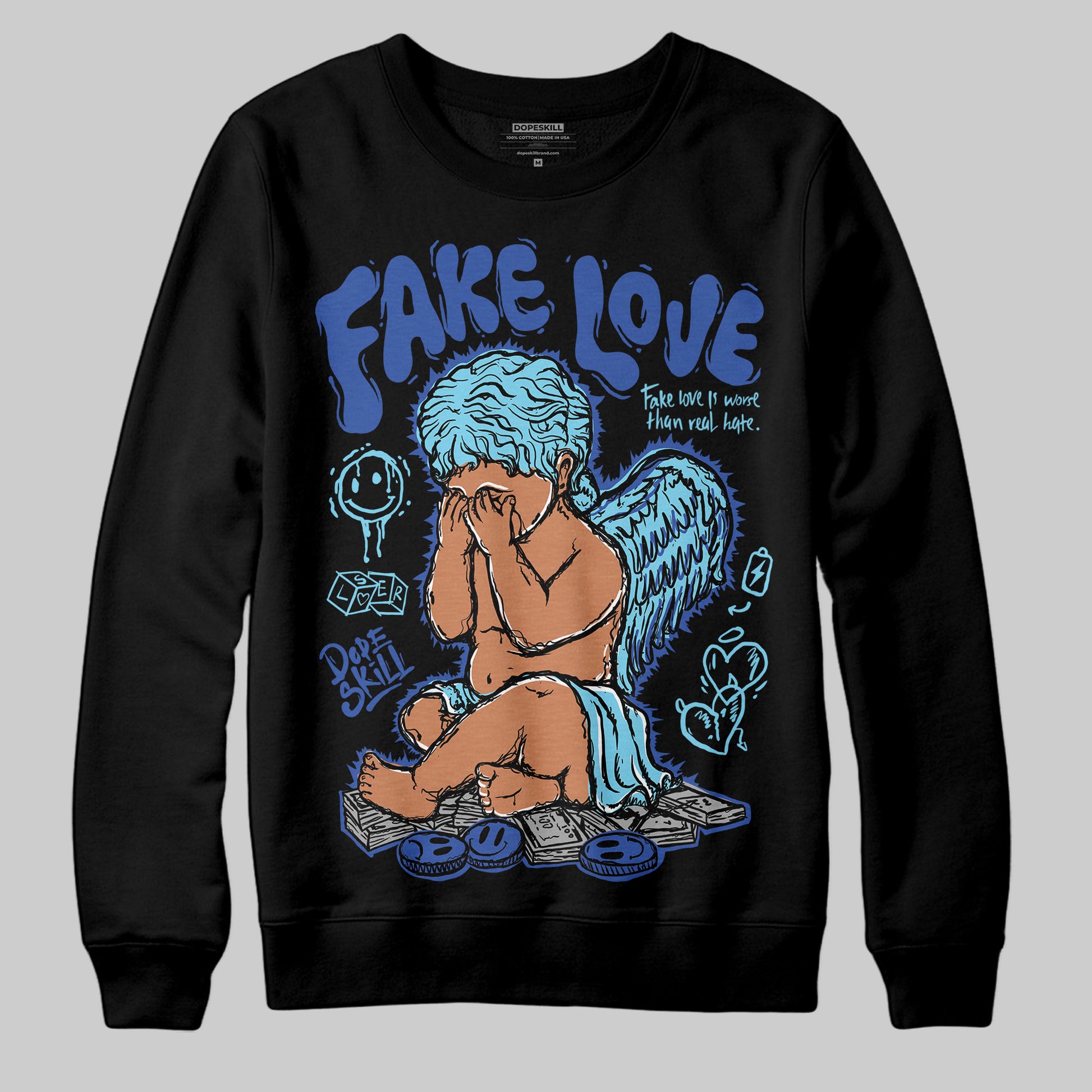 Dunk Low Argon DopeSkill Sweatshirt False Love Graphic Streetwear - Black