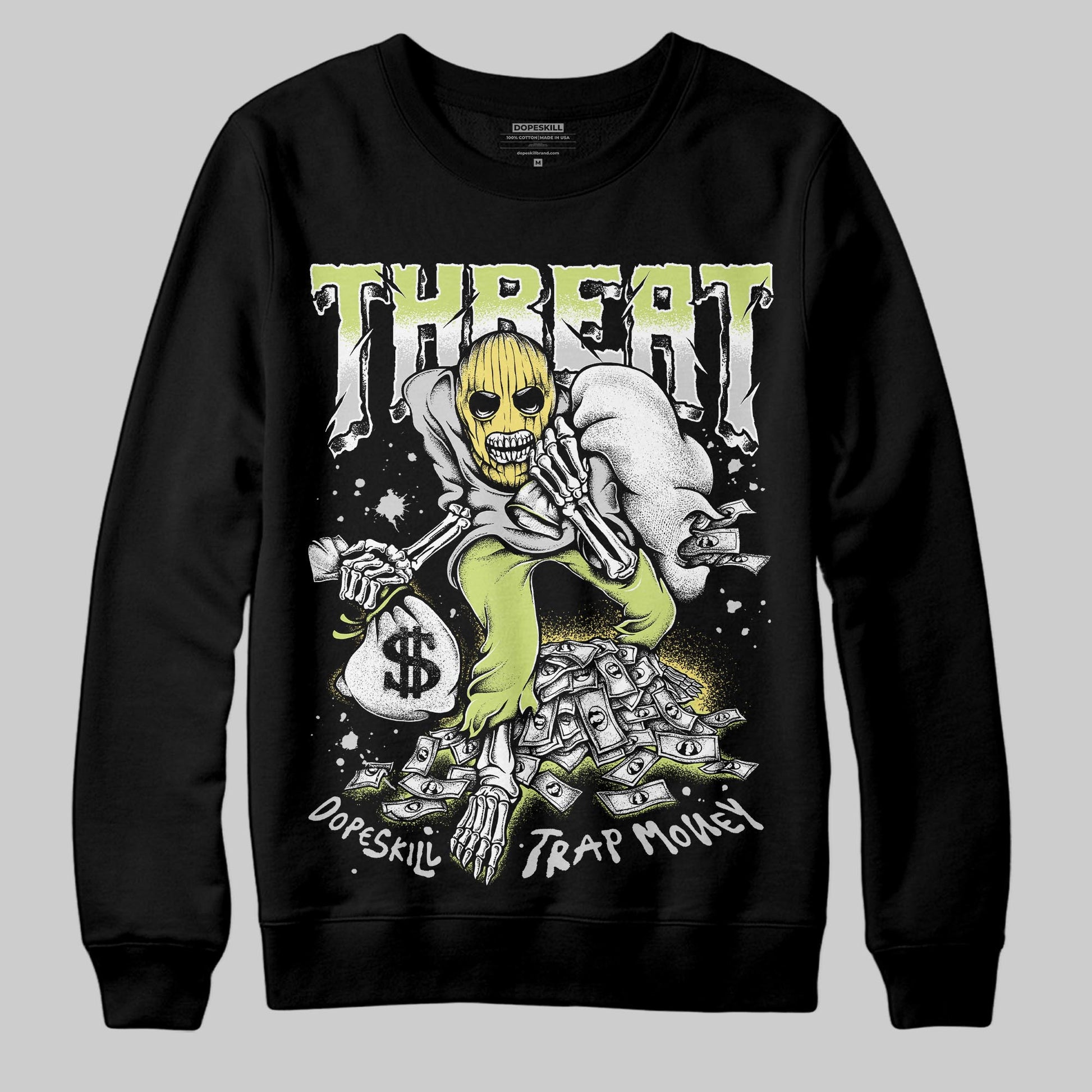 Jordan 4 GS “Light Lemon Twist” DopeSkill Sweatshirt Threat Graphic Streetwear - Black
