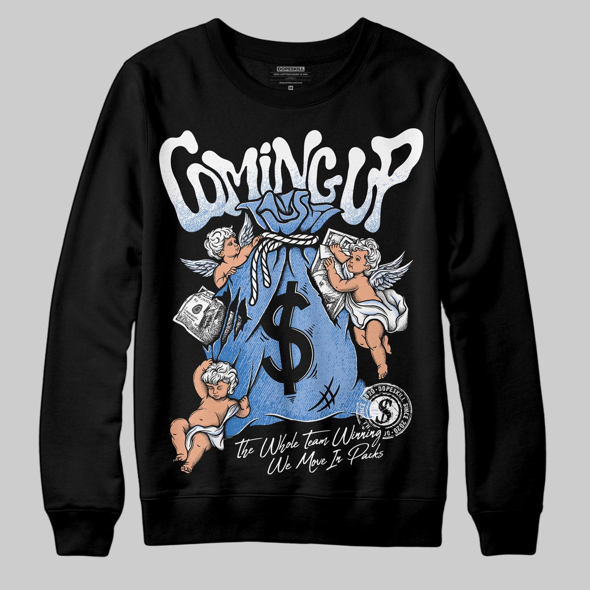 Jordan 4 WMNS 'Forget Me Not' DopeSkill Sweatshirt Money Bag Coming Up Graphic Streetwear - black