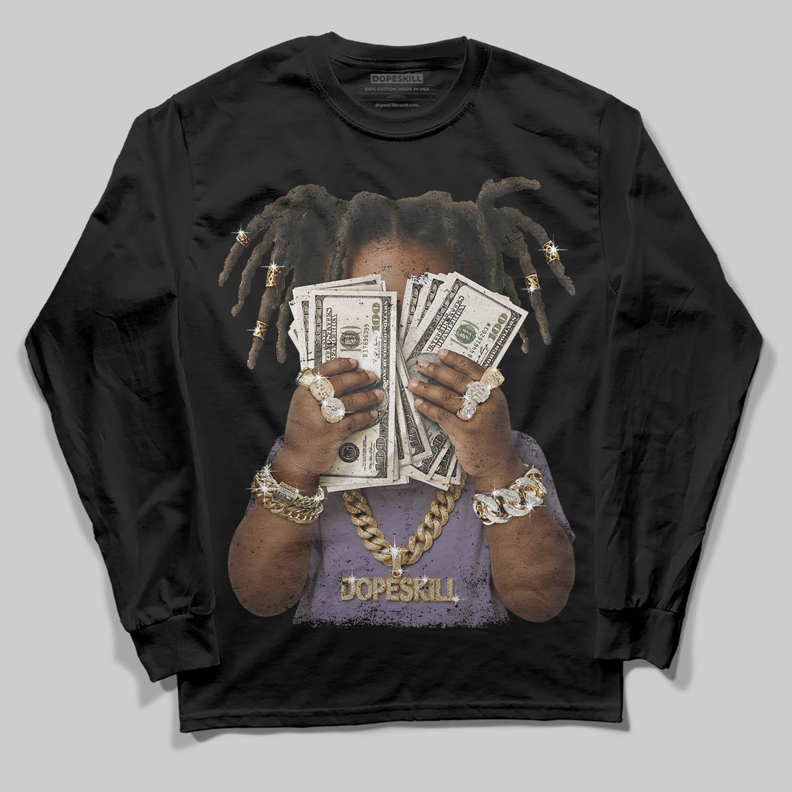 Jordan 1 Retro Low OG Zion Williamson Voodoo Alternate DopeSkill Long Sleeve T-Shirt Rich Youth Graphic Streetwear - Black