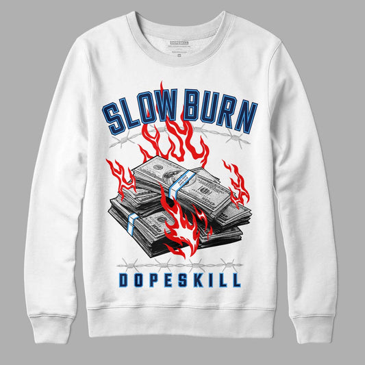 Jordan 3 "Midnight Navy" DopeSkill Sweatshirt Slow Burn Graphic Streetwear - White