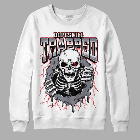 Jordan 9 Retro Fire Red DopeSkill Sweatshirt Trapped Halloween Graphic Streetwear - White