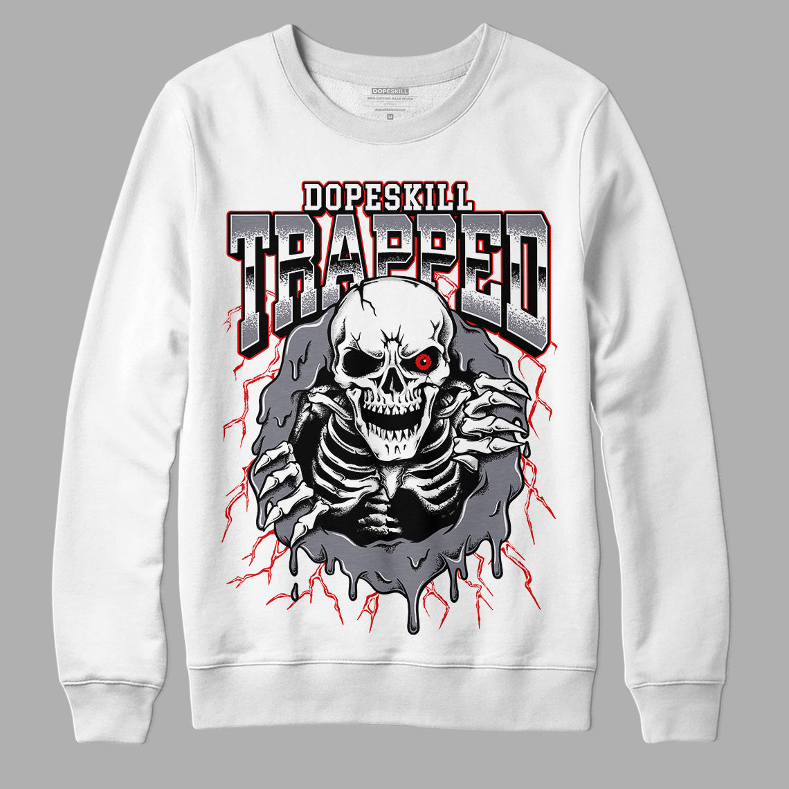 Jordan 9 Retro Fire Red DopeSkill Sweatshirt Trapped Halloween Graphic Streetwear - White