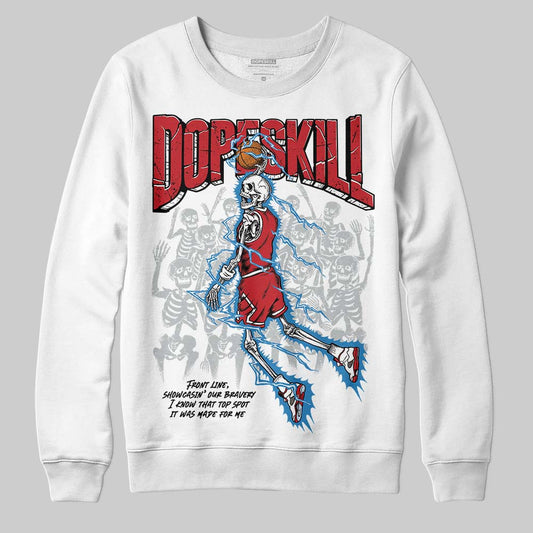 Jordan 5 Retro Fire Red Black Tongue (2025) DopeSkill Sweatshirt Thunder Dunk Graphic Streetwear - White