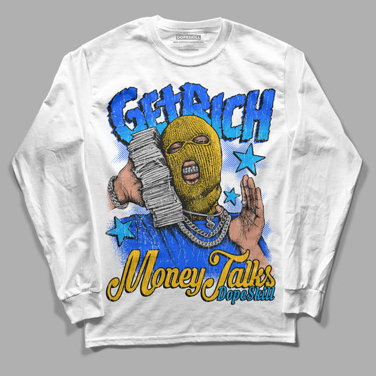Royal Blue Sneakers DopeSkill Long Sleeve T-Shirt Get Rich Graphic Streetwear - White