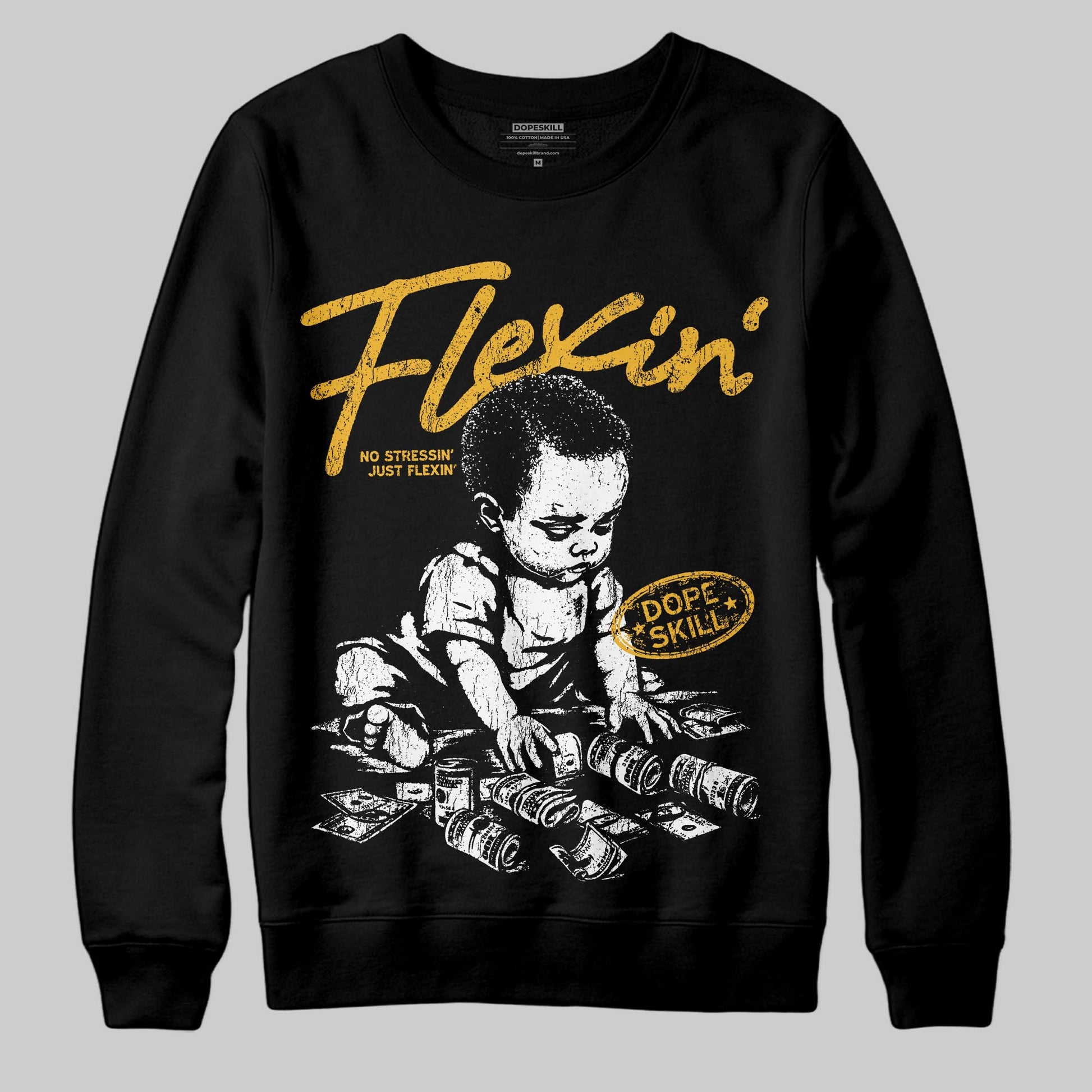 Jordan 5 'Tokyo' DopeSkill Sweatshirt Flexin' Graphic Streetwear - Black