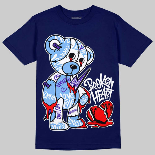 AJ 6 University Blue DopeSkill College Navy T-Shirt Broken Heart Graphic