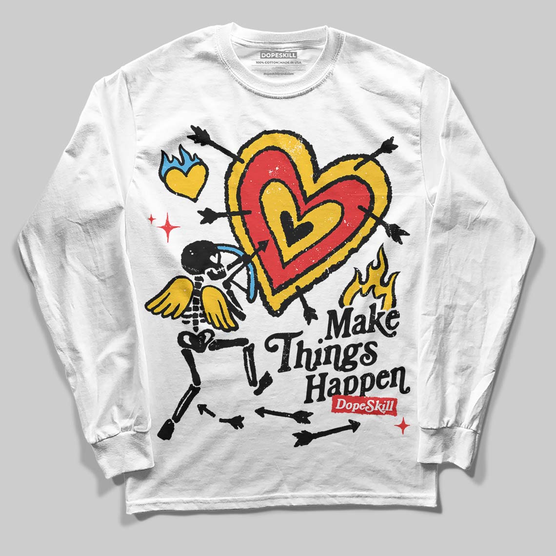 Yellow Sneakers DopeSkill Long Sleeve T-Shirt Make Things Happen Graphic Streetwear - White