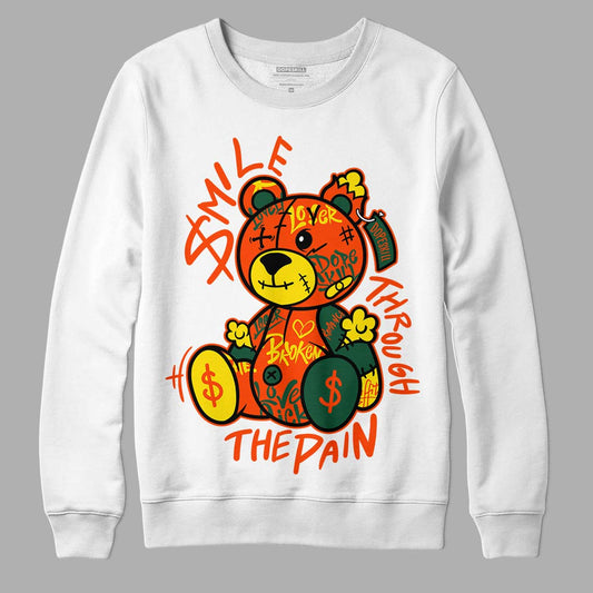 Dunk Low Team Dark Green Orange DopeSkill Sweatshirt Smile Through The Pain Graphic Streetwear - White 