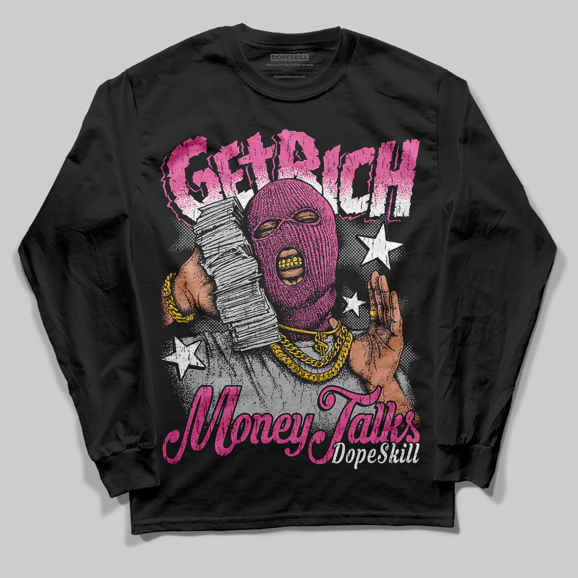 Asics Gel-Kayano 14 ‘Cream Sweet Pink’ DopeSkill Long Sleeve T-Shirt Get Rich Graphic Streetwear - Black