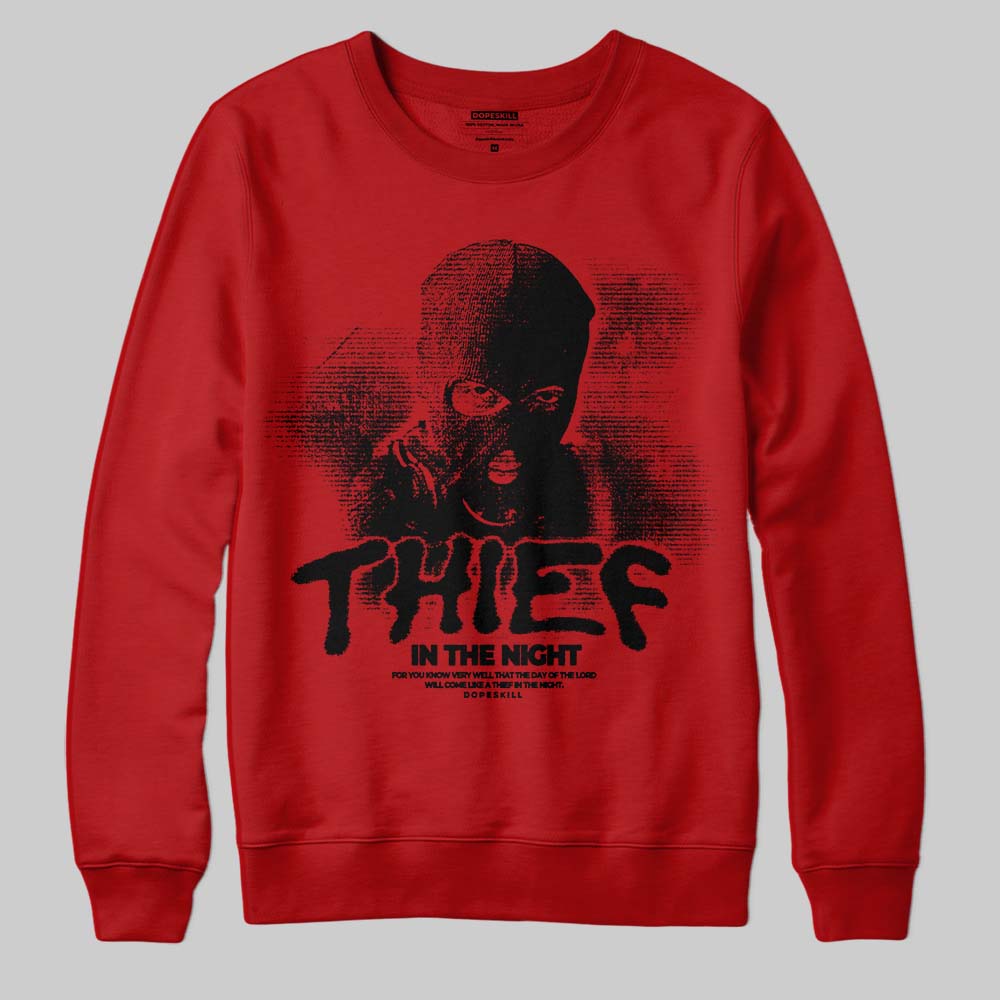 Red Sneakers DopeSkill Sweatshirt Thief In The Night Graphic Streetwear - Red