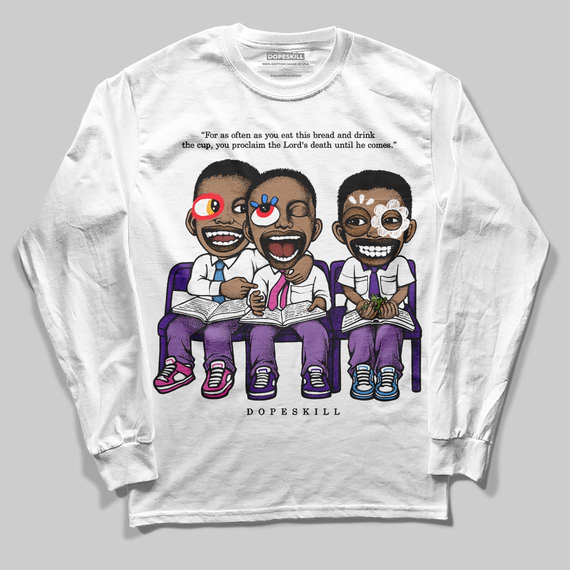 PURPLE Sneakers DopeSkill Long Sleeve T-Shirt First Sunday Graphic Streetwear - White