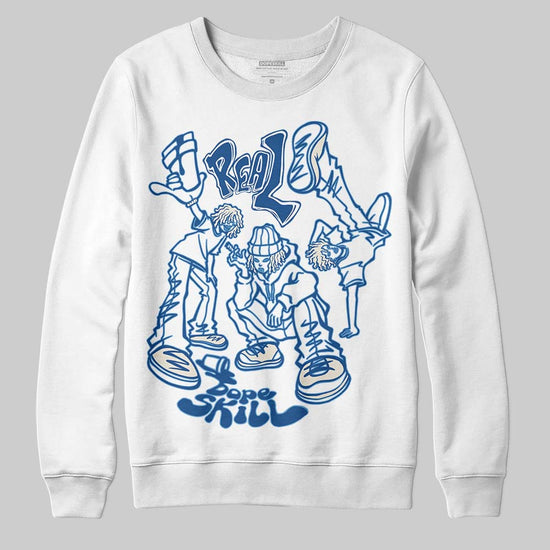 Jordan 1 Low OG “Storm Blue” DopeSkill Sweatshirt Real Y2K Players Graphic Streetwear - White