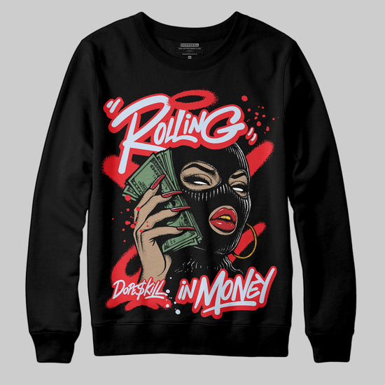 Jordan 11 Retro Cherry DopeSkill Sweatshirt Rolling in Money Graphic Streetwear - Black