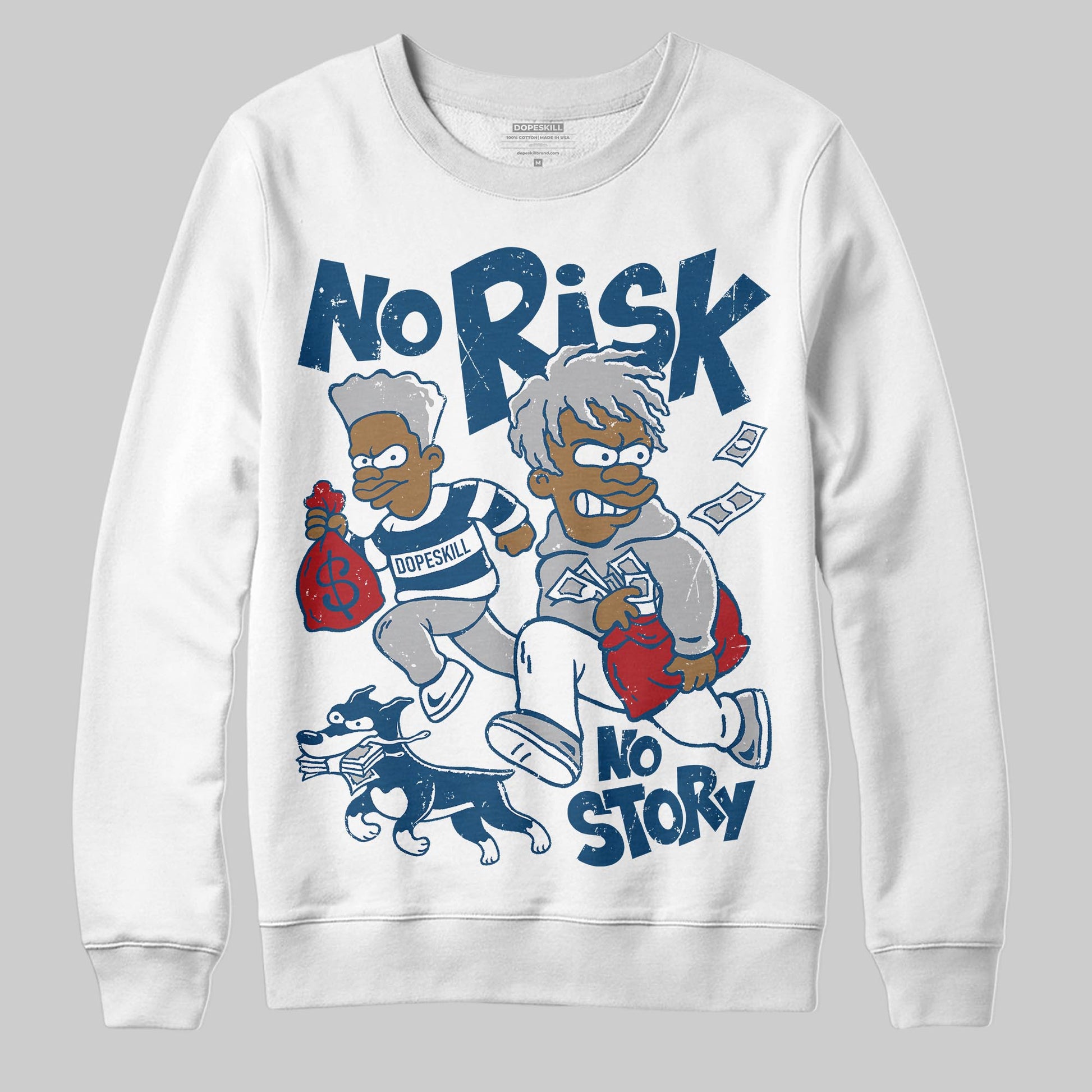 Jordan 12 Retro French Blue (2025) DopeSkill Sweatshirt No Risk No Story Graphic Streetwear