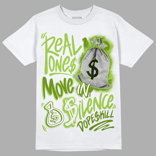 Nike SB Dunk Low Chlorophyll DopeSkill T-Shirt Real Ones Move In Silence Graphic Streetwear - White