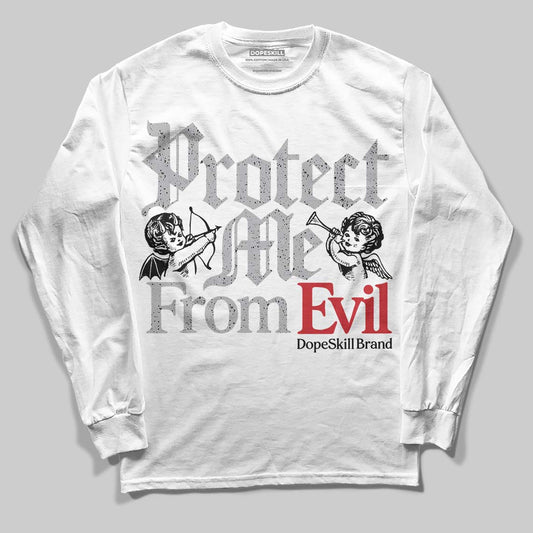 Jordan 4 OG “White Cement” DopeSkill Long Sleeve T-Shirt Protect Me From Evil Graphic Streetwear - White