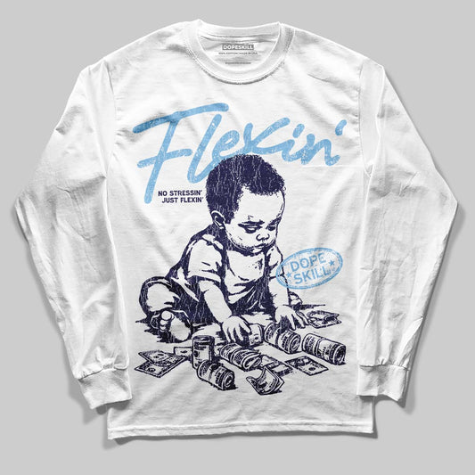 University Blue Sneakers DopeSkill Long Sleeve T-Shirt Flexin' Graphic Streetwear - White