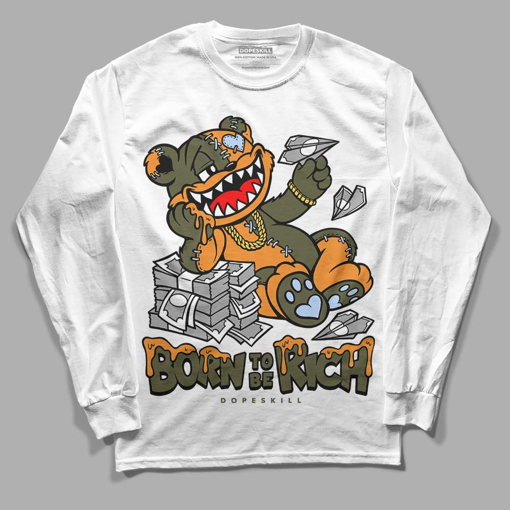 Jordan 5 "Olive" DopeSkill Long Sleeve T-Shirt Born To Be Rich Graphic Streetwear - White
