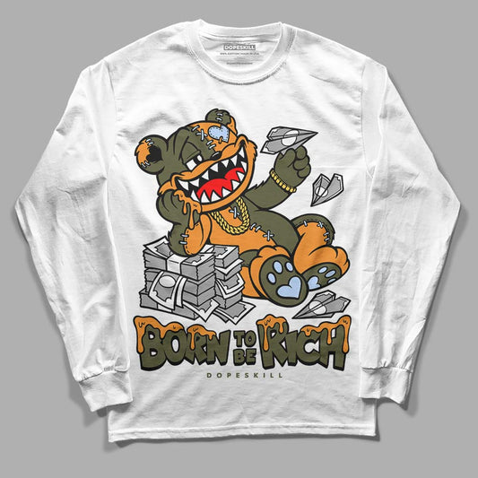 Jordan 5 "Olive" DopeSkill Long Sleeve T-Shirt Born To Be Rich Graphic Streetwear - White