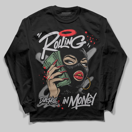 Grey Sneakers DopeSkill Long Sleeve T-Shirt Rolling in Money Graphic Streetwear - Black