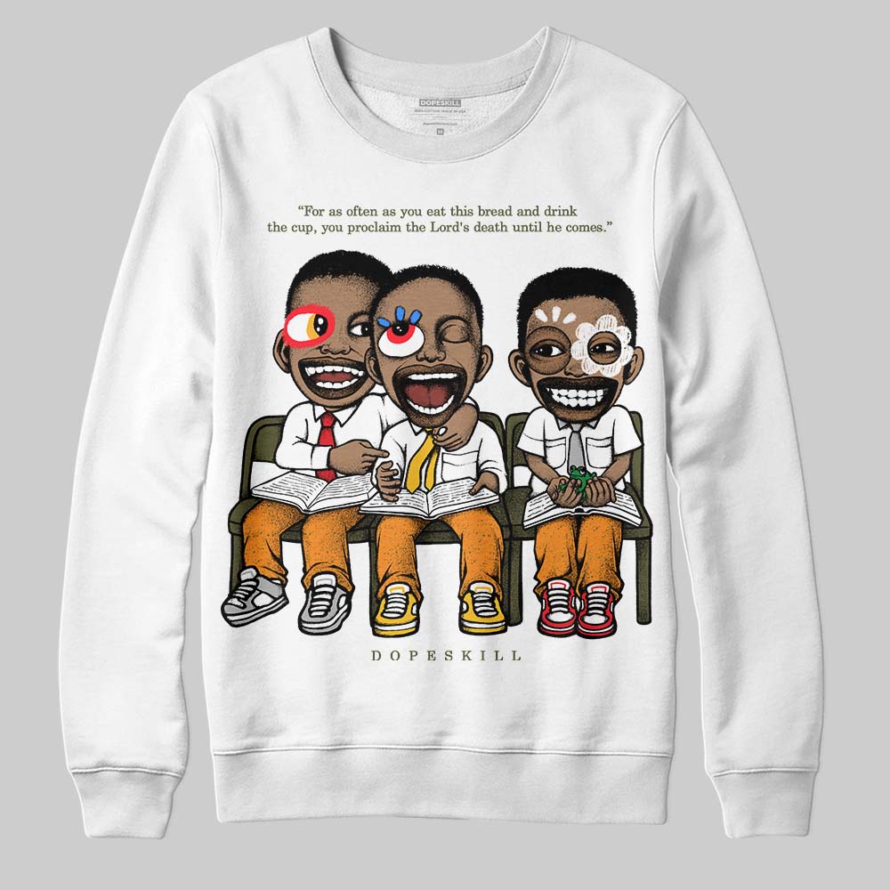Jordan 5 "Olive" DopeSkill Sweatshirt First Sunday Graphic Streetwear - White