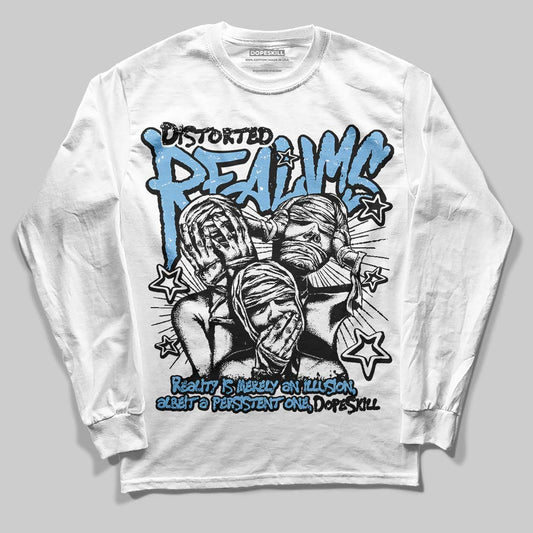 University Blue Sneakers DopeSkill Long Sleeve T-Shirt Distorted Realms Graphic Streetwear - White