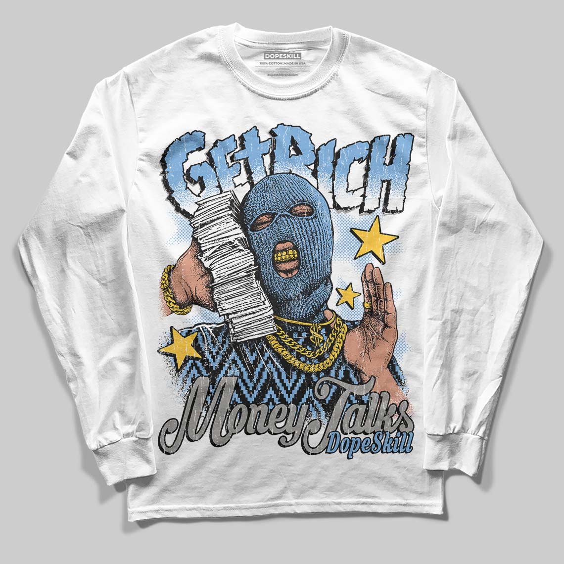 Jordan 12 Retro 'Melo' DopeSkill Long Sleeve T-Shirt Get Rich Graphic Streetwear - White