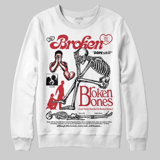 Jordan 5 Retro Fire Red Black Tongue (2025) DopeSkill Sweatshirt Broken Bones Graphic Streetwear - White