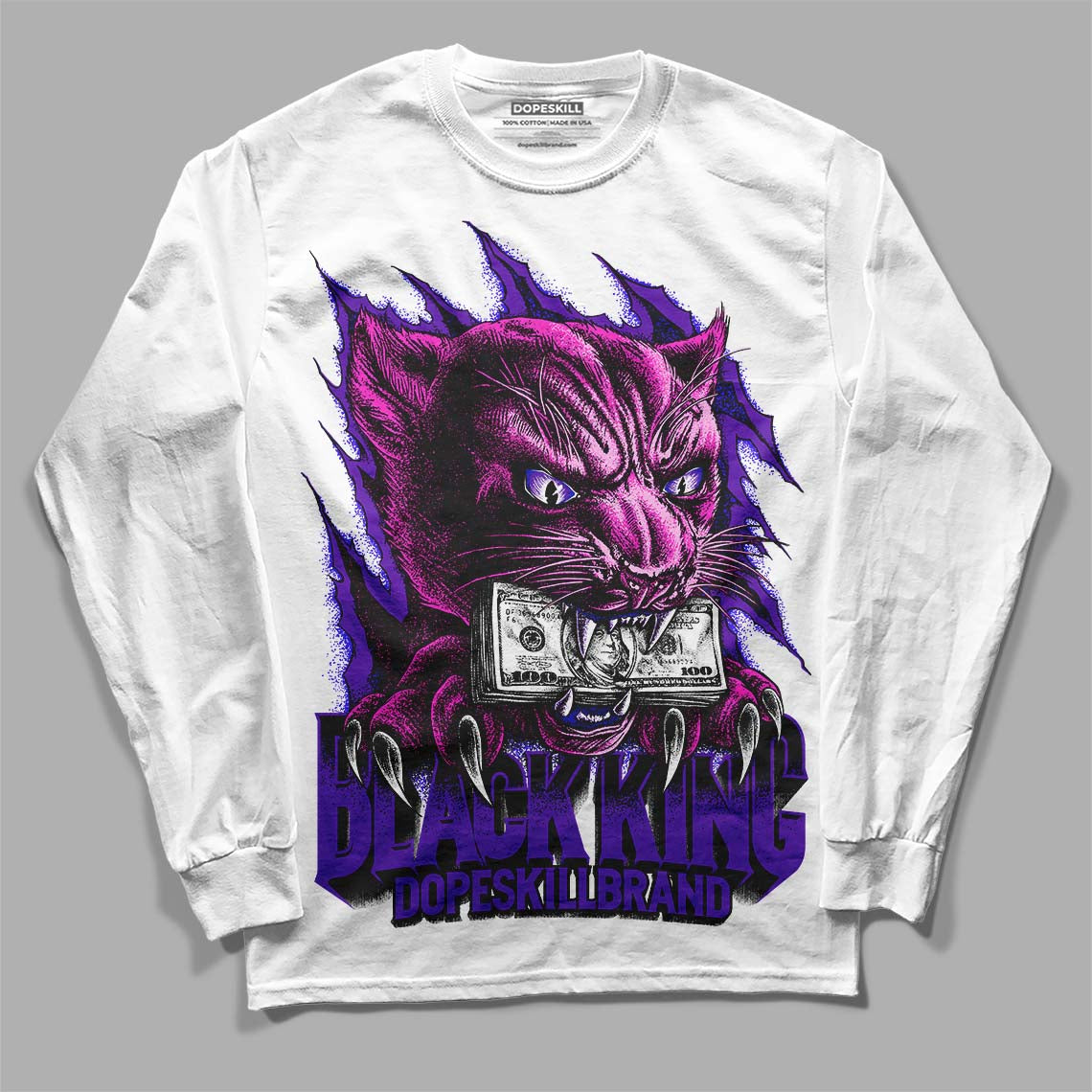 Jordan 13 Court Purple DopeSkill Long Sleeve T-Shirt Black King Graphic Streetwear - White