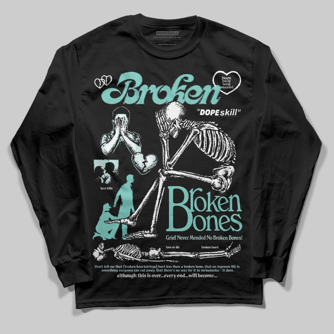 Jordan 11 Low "Igloo" DopeSkill Long Sleeve T-Shirt Broken Bones Graphic Streetwear - Black
