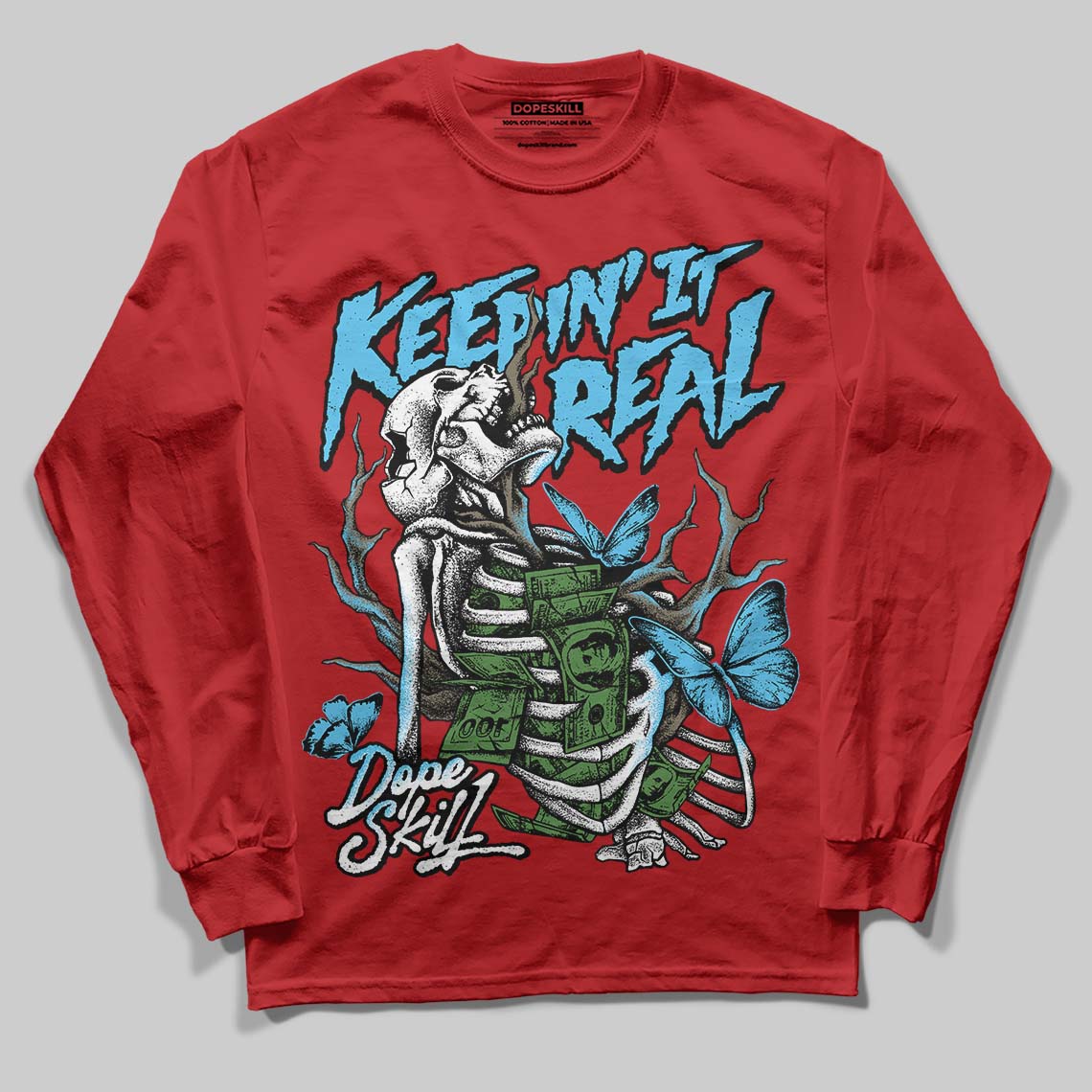 Red Sneakers DopeSkill Long Sleeve T-Shirt Keepin' It Real Graphic Streetwear - Red