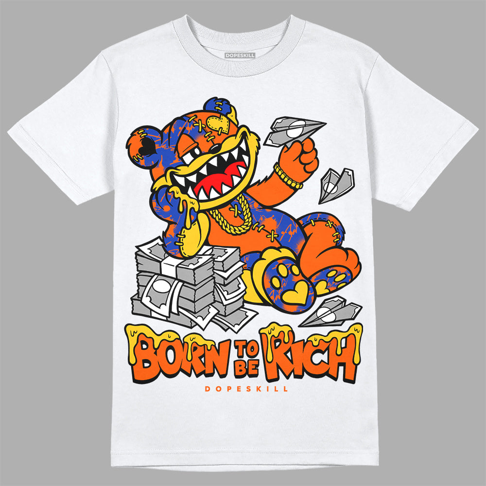 Dunk Low Futura Orange Blaze DopeSkill T-Shirt Born To Be Rich Graphic Streetwear - White