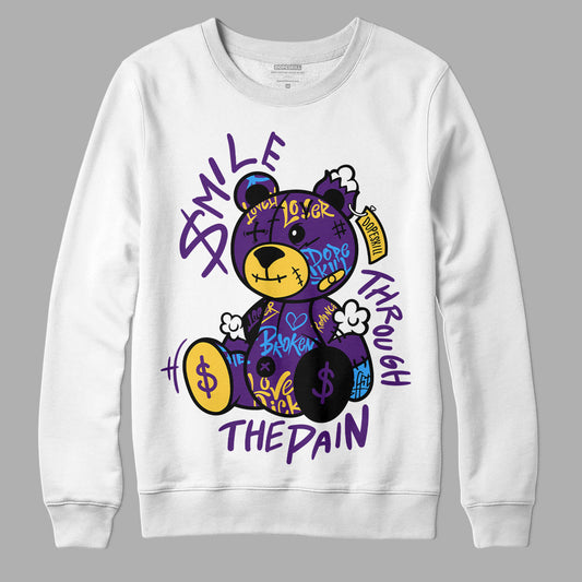 Jordan 12 “Field Purple” DopeSkill Sweatshirt Smile Through The Pain Graphic Streetwear - White